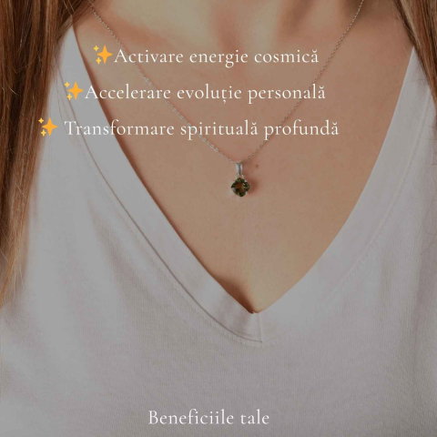 Colier Argint 925 cu Moldavit Fatetat Patrat – Claritate si Transformare [2]