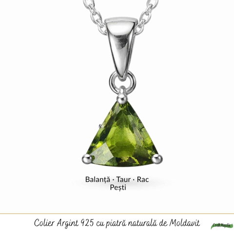 Colier Argint 925 cu Moldavit Fatetat Triunghi – Transformare si Claritate [4]