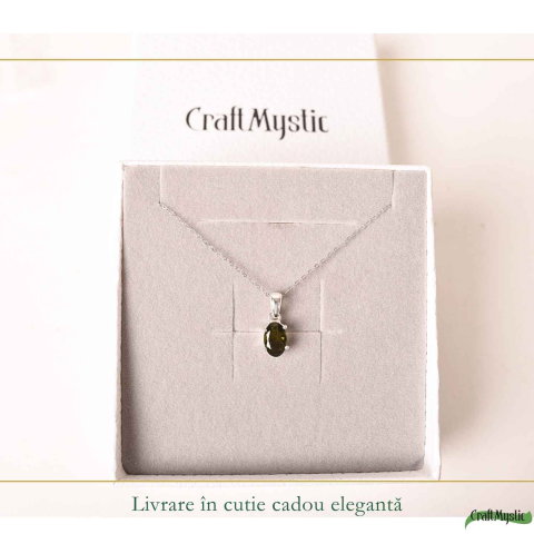 Colier Argint 925 cu Moldavit Fatetat Oval – Claritate si Transformare [5]
