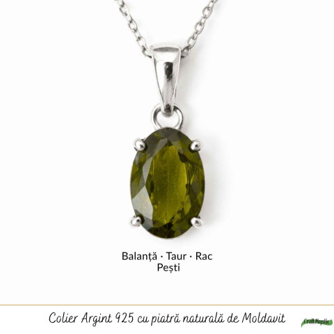 Colier Argint 925 cu Moldavit Fatetat Oval – Claritate si Transformare [4]