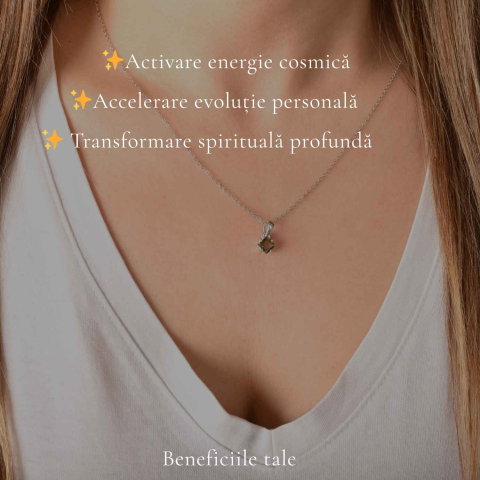 Colier Argint 925 cu Moldavit Fatetat Patrat mic– Claritate si Transformare Interioara [3]