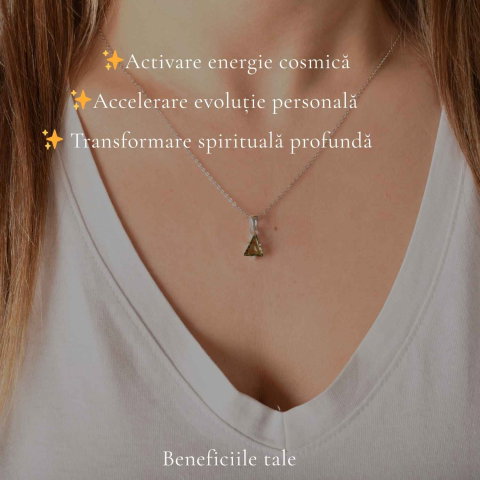 Colier Argint 925 cu Moldavit Fatetat Triunghi – Transformare si Claritate [2]