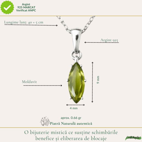 Colier Argint 925 cu Moldavit Fatetat Delica – Transformare si Claritate [3]