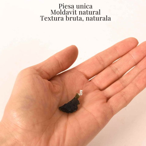 Colier Argint 925 cu Moldavit natural brut 2.6 g –sustinere simbolica pentru schimbare si introspectie [3]