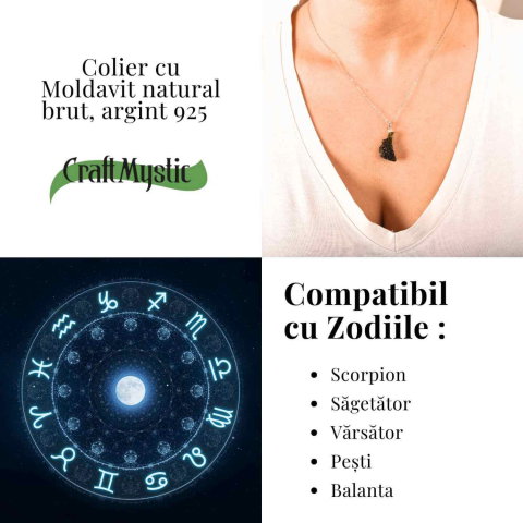 Colier Argint 925 cu Moldavit natural brut 2.6 g –sustinere simbolica pentru schimbare si introspectie [5]