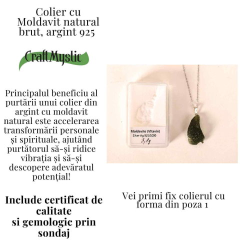 Colier Argint 925 cu Moldavit natural brut 3.8 g – prezenta, sens si spatiu pentru tine [2]