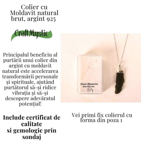 Colier Argint 925 cu Moldavit natural brut 3.8 g – laritate Interioara si Transformare Blanda [2]