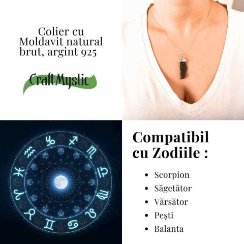 Colier Argint 925 cu Moldavit natural brut 3.8 g – laritate Interioara si Transformare Blanda [4]