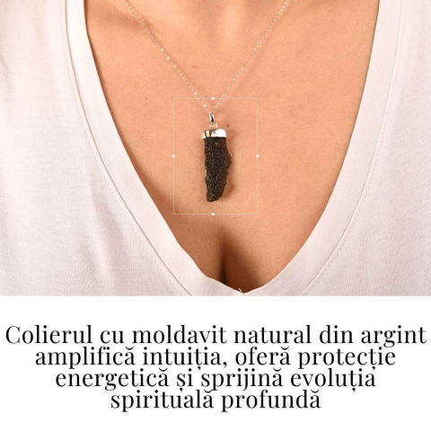 Colier Argint 925 cu Moldavit natural brut 3.8 g – laritate Interioara si Transformare Blanda [1]