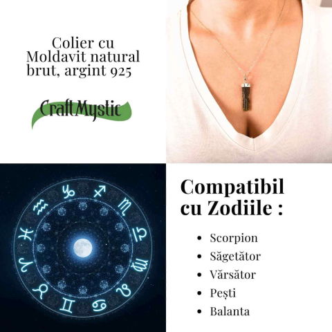 Colier Argint 925 cu Moldavit natural brut 2.9 g – Prezenta si Calm in Ritualul Zilnic [4]