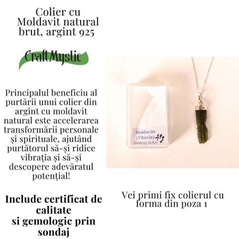 Colier Argint 925 cu Moldavit natural brut 2.9 g – Prezenta si Calm in Ritualul Zilnic [2]