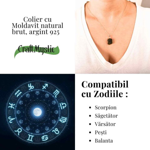 Colier Argint 925 cu Moldavit natural brut 2.2 g –sprijin discret pentru reflecție si calm [5]