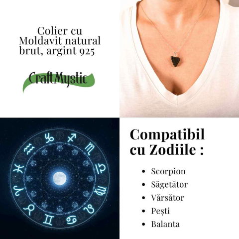 Colier Argint 925 cu Moldavit natural brut 2.7 g – claritate emotionala si conectare cu intentiile tale [5]