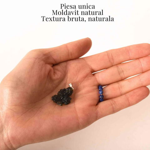 Colier Argint 925 cu Moldavit natural brut 2.6 g – o piatra a schimbarii blande si a claritatii interioare [5]