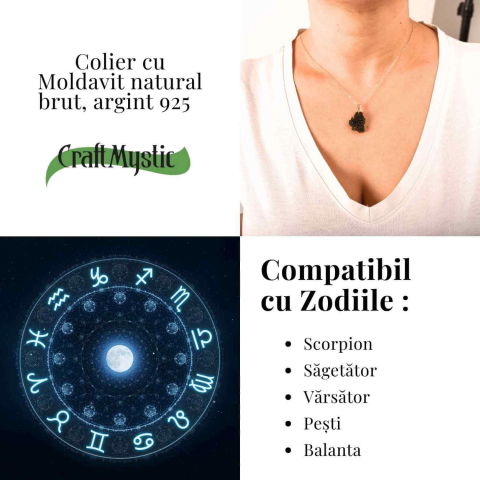 Colier Argint 925 cu Moldavit natural brut 2.6 g – o piatra a schimbarii blande si a claritatii interioare [4]
