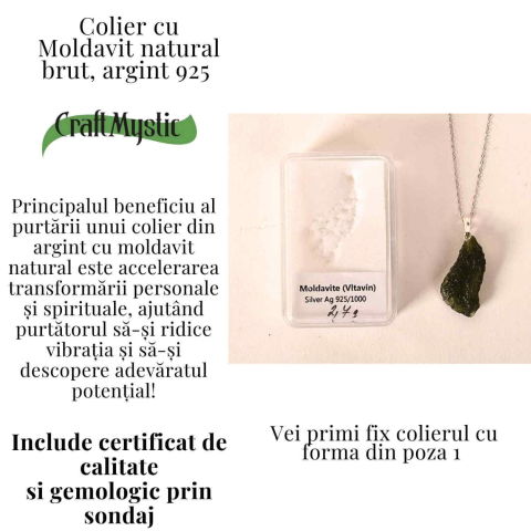 Colier Argint 925 cu Moldavit natural brut 2.7 g – un obiect cu sens pentru claritate si autoobservare [2]