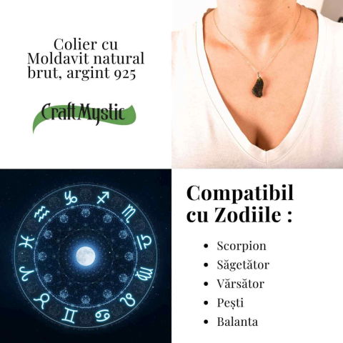 Colier Argint 925 cu Moldavit natural brut 2.7 g – un obiect cu sens pentru claritate si autoobservare [5]
