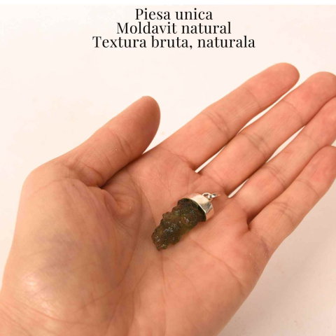 Colier Argint 925 cu Moldavit natural brut 3.3 g – Sustinere Simbolica pentru Introspectie si Sens [5]