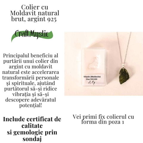 Colier Argint 925 cu Moldavit natural brut 2.9 g – o ancora simbolica pentru transformare blanda [2]