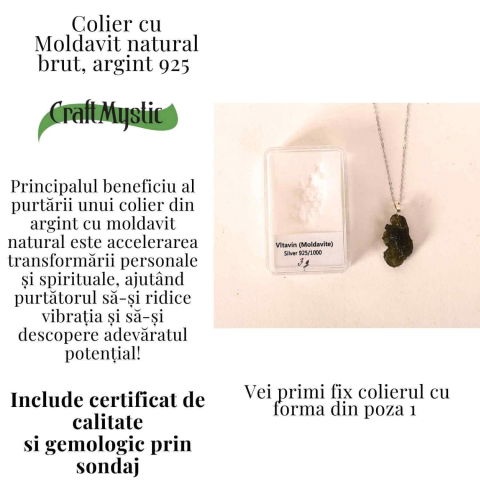 Colier Argint 925 cu Moldavit natural brut 3.0 g – sprijin discret pentru reflectie si calm [2]