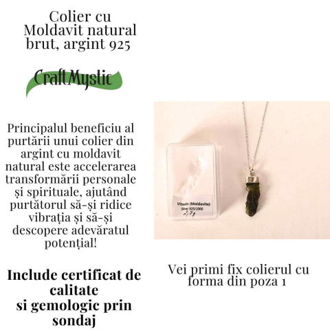 Colier Argint 925 cu Moldavit natural brut 2.7 g – Obiect cu Energie de Reannoire si Claritate Personala [2]