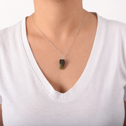 Colier Argint 925 cu Moldavit natural brut 2.36 g | CraftMystic [1]