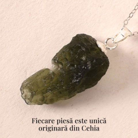 Colier Argint 925 cu Moldavit natural brut 2.36 g | CraftMystic [6]