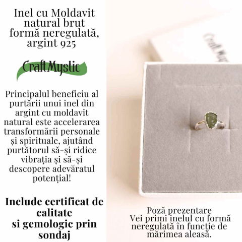 Inel argint 925 cu Moldavit natural - forma neregulata [4]