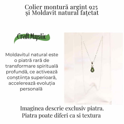 Colier argint 925 cu Moldavit natural fatetat lacrima – Claritate interioara si constiinta superioara [3]