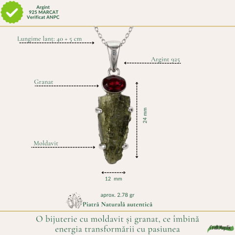 Colier argint 925 cu Moldavit si Chihlimbar Natural – Echilibru si Claritate Interioara [8]