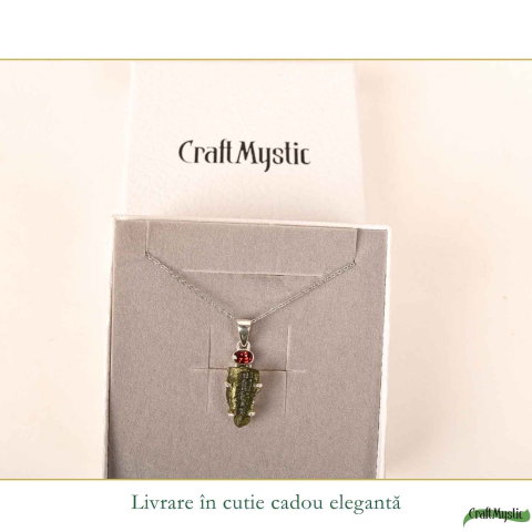 Colier argint 925 cu Moldavit si Chihlimbar Natural – Echilibru si Claritate Interioara [11]