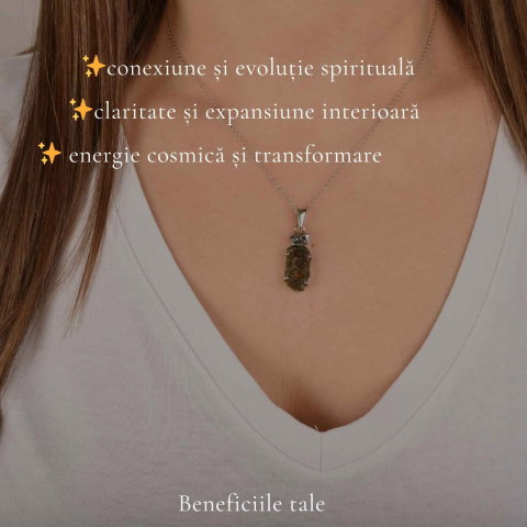 Colier argint 925 Moldavit si Granat Natural – Energie, Curaj si Transformare [2]