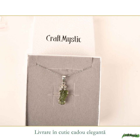 Colier Argint 925 cu Moldavit si Herkimer Brut – Claritate si Transformare [5]
