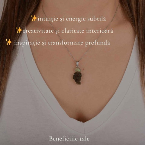 Colier Argint 925 cu Moldavit si Opal Etiopian – Intuitie si Transformare [2]