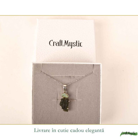 Colier Argint 925 cu Moldavit si Opal Etiopian – Intuitie si Transformare [5]