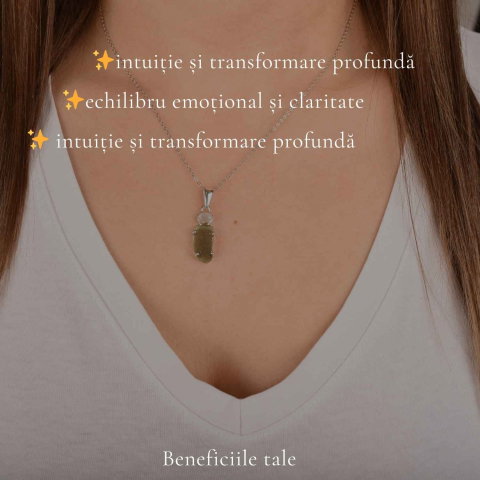 Colier Argint 925 cu Moldavit si Piatra Lunii – Intuitie si Echilibru Interior [2]