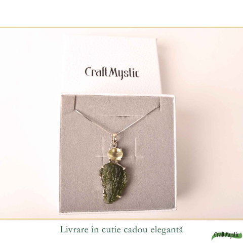 Colier Argint 925 cu Moldavit si Piatra Desertului Libian – Energie si Claritate [5]