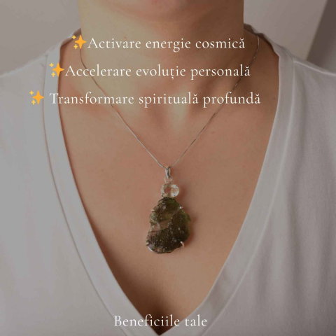 Colier Argint 925 cu Moldavit Brut Natural – Transformare si Energie Autentica [2]