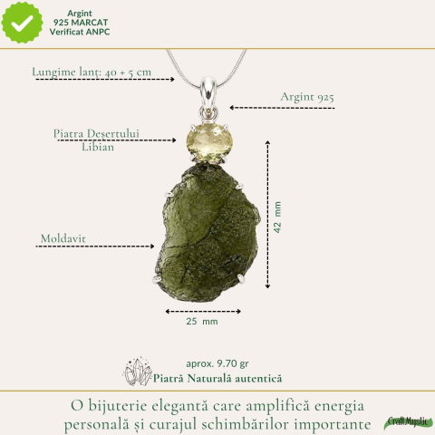 Colier Argint 925 cu Moldavit si Piatra Desertului Libian – Claritate si Energie [3]