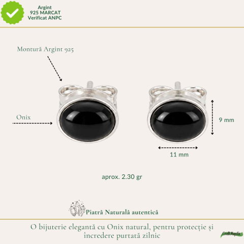 Cercei Argint 925 cu Onix Natural Oval – Eleganta si Protectie Feminina [3]