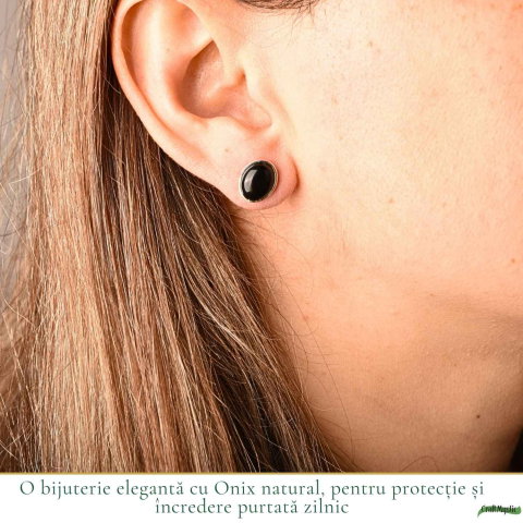 Cercei Argint 925 cu Onix Natural Oval – Eleganta si Protectie Feminina [1]