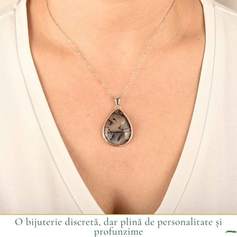 Colier Argint 925 cu Opal Dendritic – Echilibru si Claritate Interioara [1]
