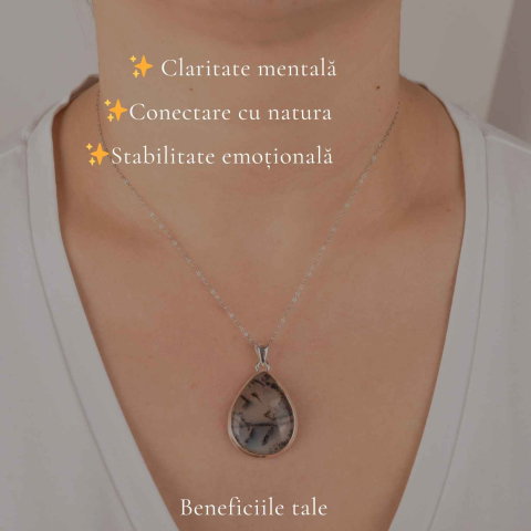 Colier Argint 925 cu Opal Dendritic – Echilibru si Claritate Interioara [2]