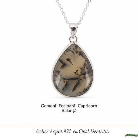 Colier Argint 925 cu Opal Dendritic – Echilibru si Claritate Interioara [4]