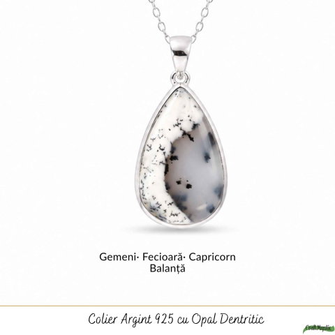 Colier Argint 925 cu Opal Dendritic Lacrima – Claritate si Echilibru Interior [4]