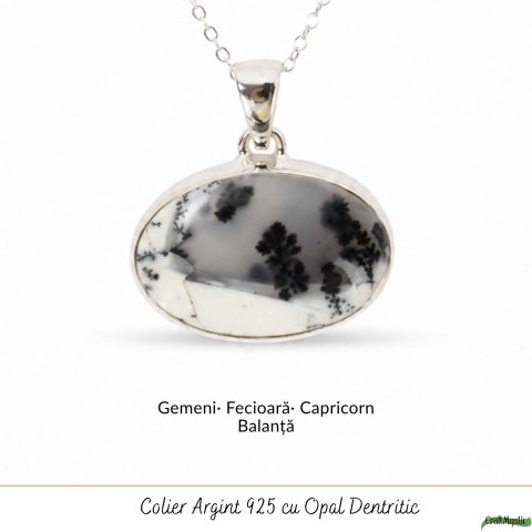 Colier Argint 925 cu Opal Dendritic Oval – Echilibru si Claritate Naturala [4]