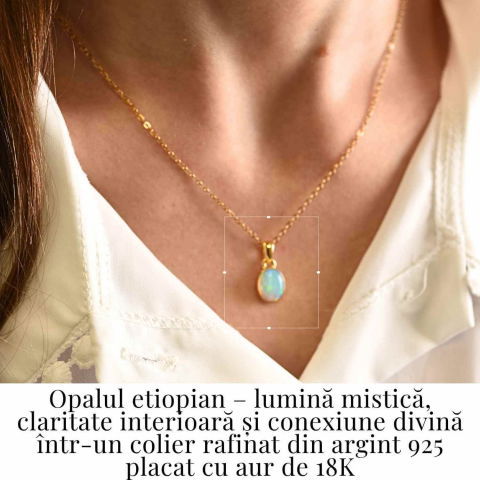 Colier Argint 925 Aur 18K cu Opal Etiopian – Claritate si Intuitie [1]