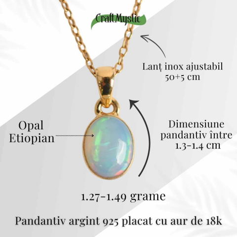Colier Argint 925 Aur 18K cu Opal Etiopian – Claritate si Intuitie [4]