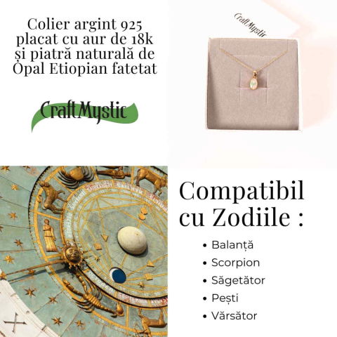 Colier Argint 925 placat cu aur 18K cu Opal Etiopian Fatetat Oval – Lumina Interioara si Armonie Divina [4]