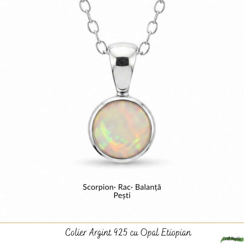 Colier Argint 925 cu Opal Etiopian Rotund – Energie Pozitiva si Claritate Interioara [4]